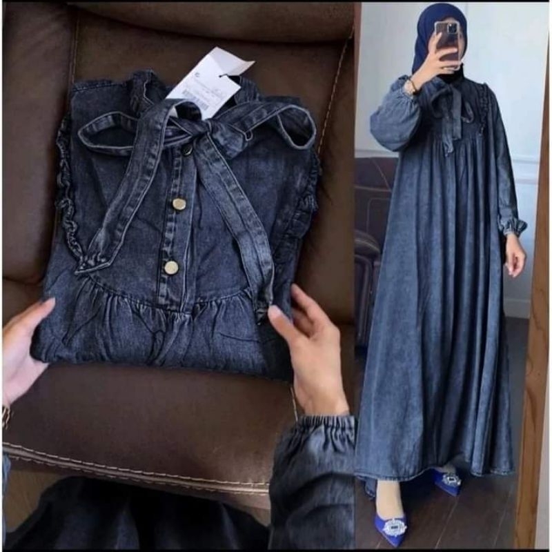 BAJU JEANS WANITA - RIBBON DRESS