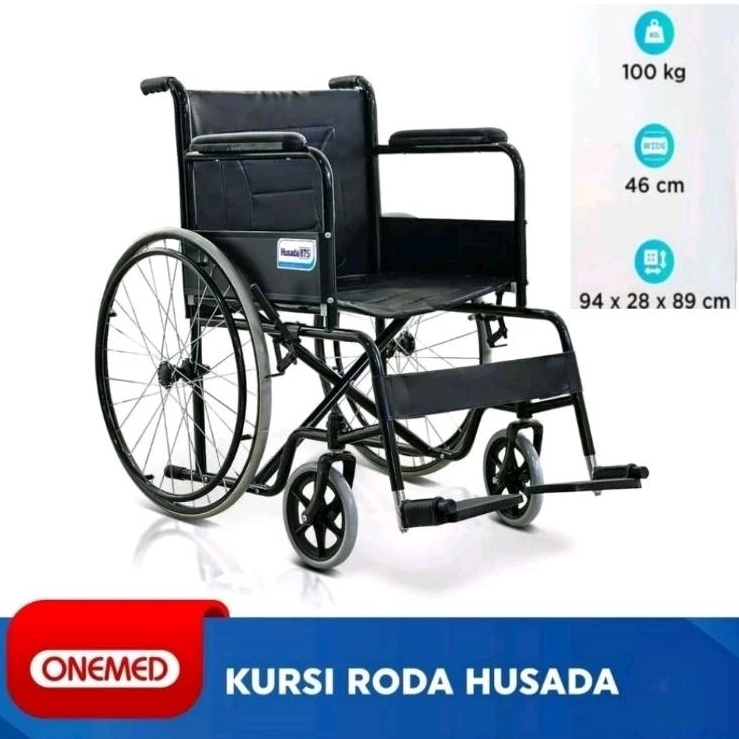 Kursi Roda Standard / Kursi Roda Murah Standar Rumah Sakit Ekonomis / Kursi Roda Standard Black Stee