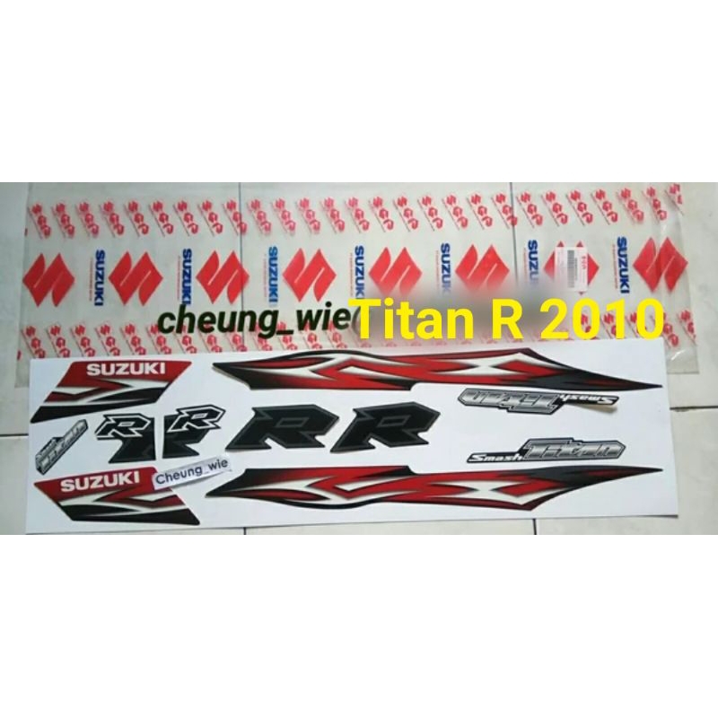 68000B45H20NYVU lis body striping stiker suzuki smash titan r 2010 hitam merah ori sgp