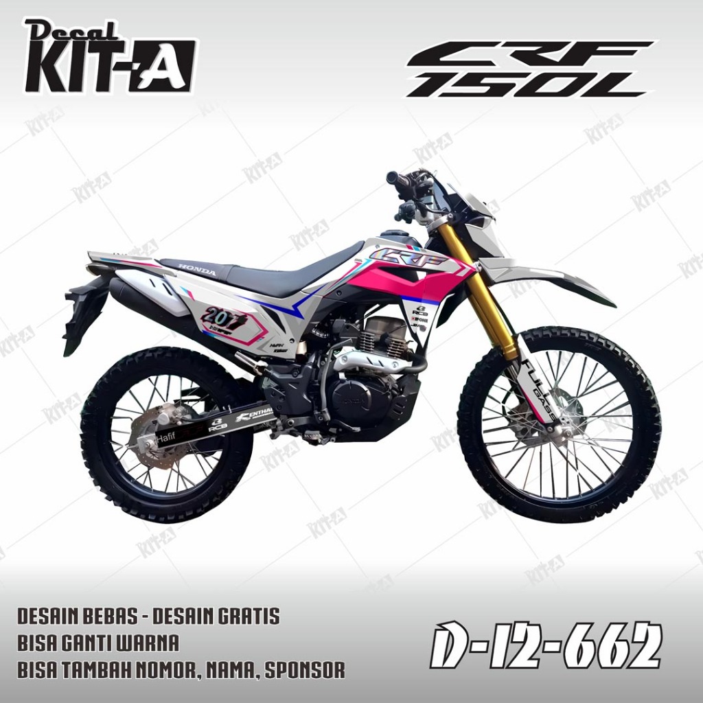 Decal CRF 150l Sticker Striping Stiker CRF 150 L Motif Putih Kombinasi Pink Biru D-I2-984 I2-662