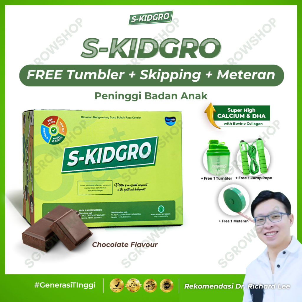 

S-KIDGRO Susu Peninggi Badan Terbaik Untuk Anak Nutrisi Untuk Pertumbuhan Tulang dan Gigi Serta Meningkatkan Kecerdasan Anak-anak Suplemen Peninggi Badan Tinggi Kandungan Kalsium & Protein Susu Tinggi Badan Original 100% skidgrow