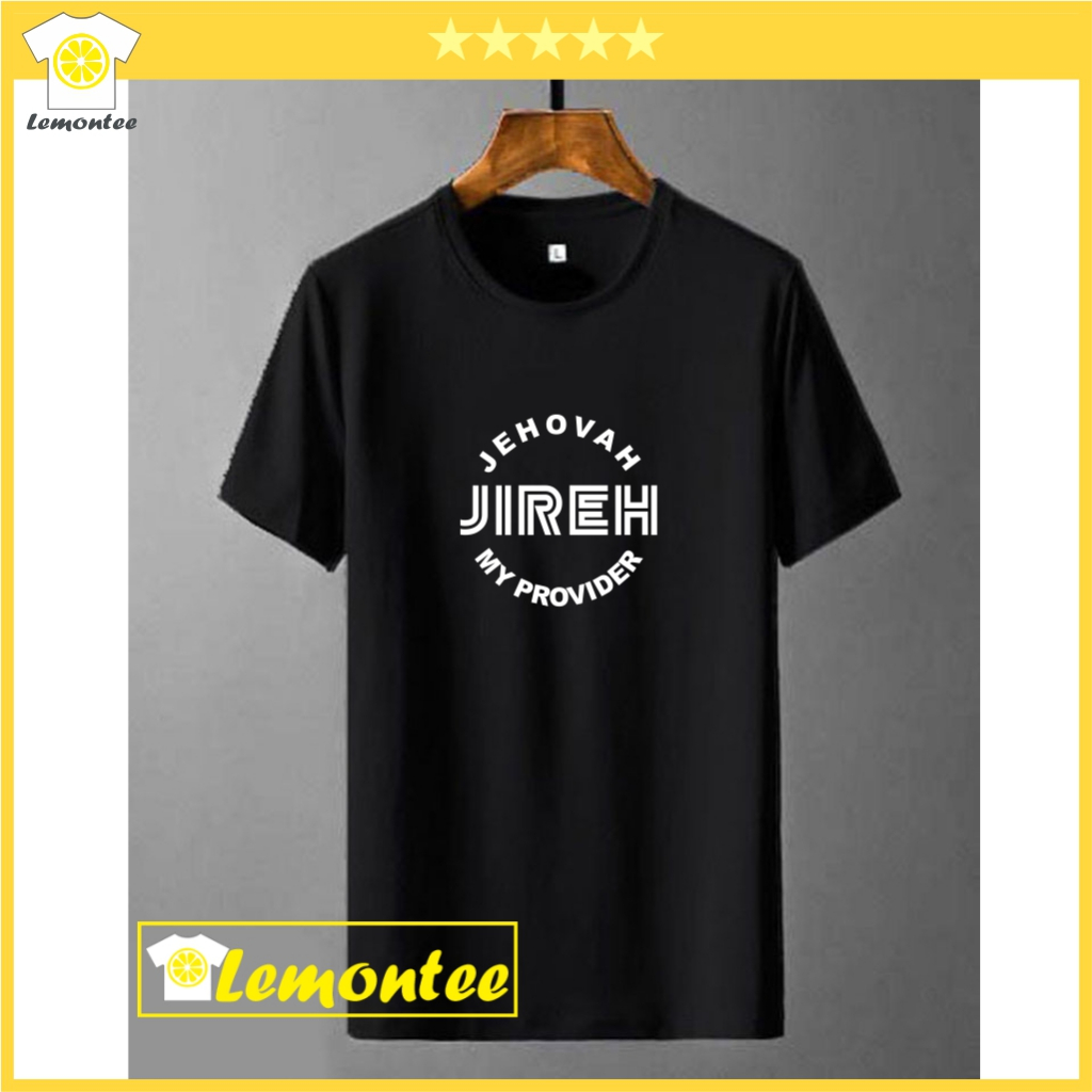 Kaos Rohani Kristen Katolik JEHOVAH JIREH Kaos Distro Pria Wanita Cowok Cewek Sablon Gambar Tulisan 