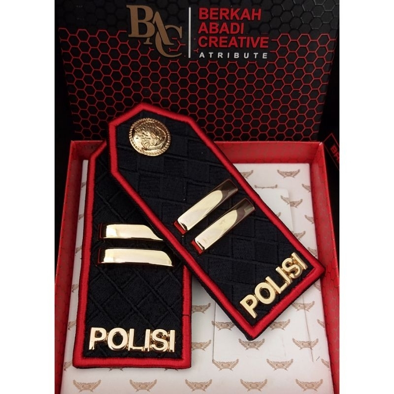 Pangkat Pdu Polisi IPTU Kain Bordir Lis Merah Exclusive