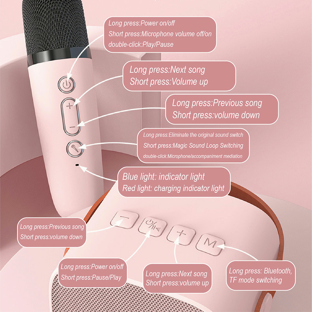 (COD)♫[Speaker mini bluetooth]♪ mini Karaoke Bass K1 Microphone Premium set lengkap speaker bluetooth mic wireless Dapat terhubung ke keponsel komputer-1