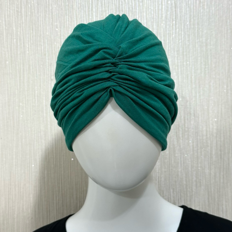 Turban Hijab Instan Instant QQinian Wanita Dewasa Fashion Muslim Warna Hijau Botol Hijau Tua Grosir