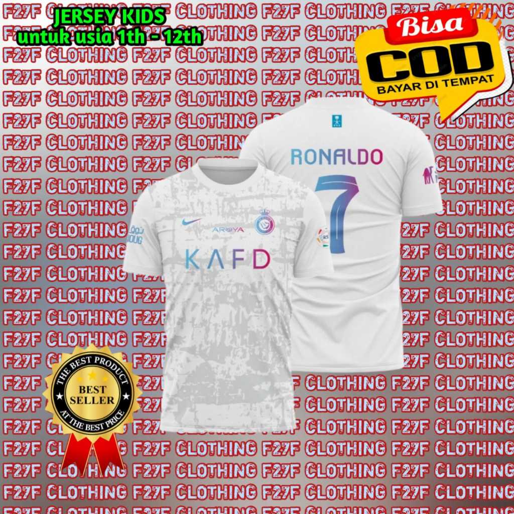 jersey al nasr putih versi anak 1-13 tahun