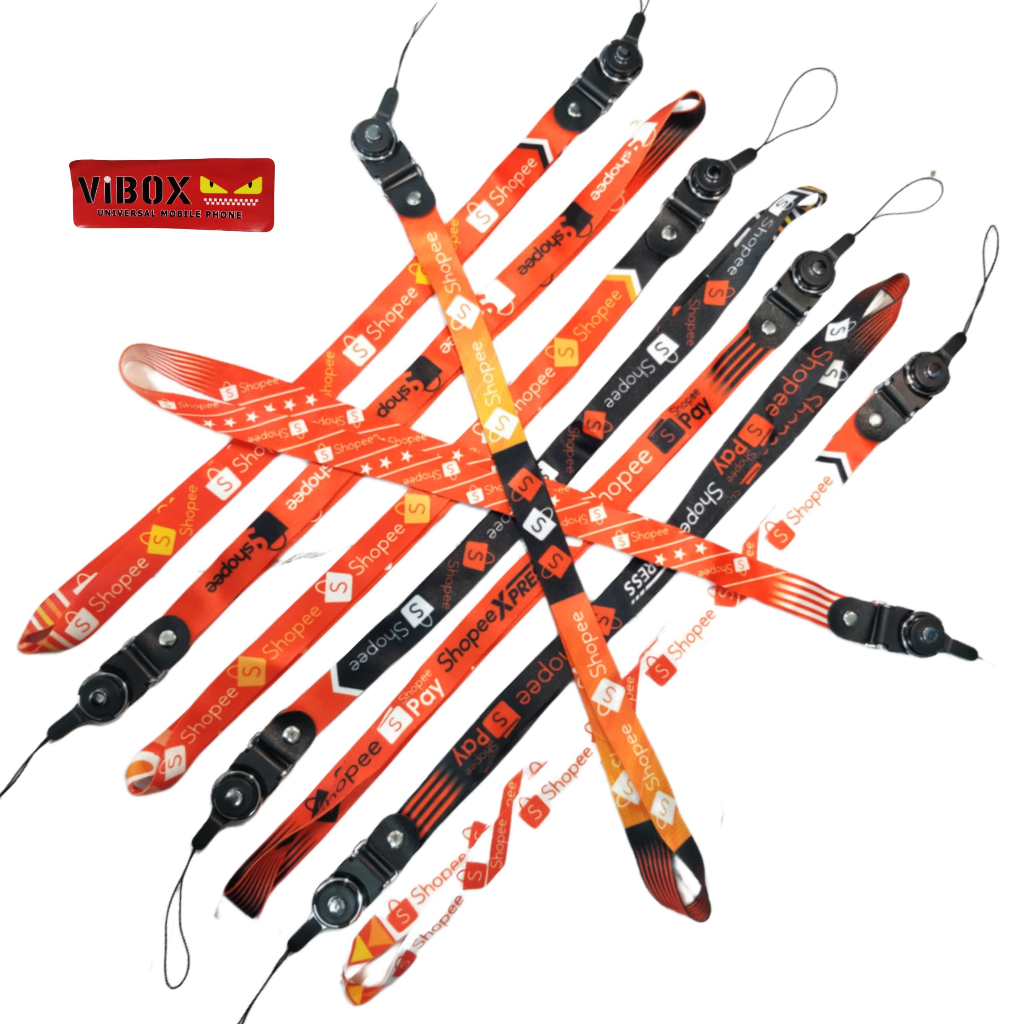 (1PC) New Tali Gantungan HP Handphone Shopee gantungan Kunci id card / Kartu Nama Motif shope Bahan 