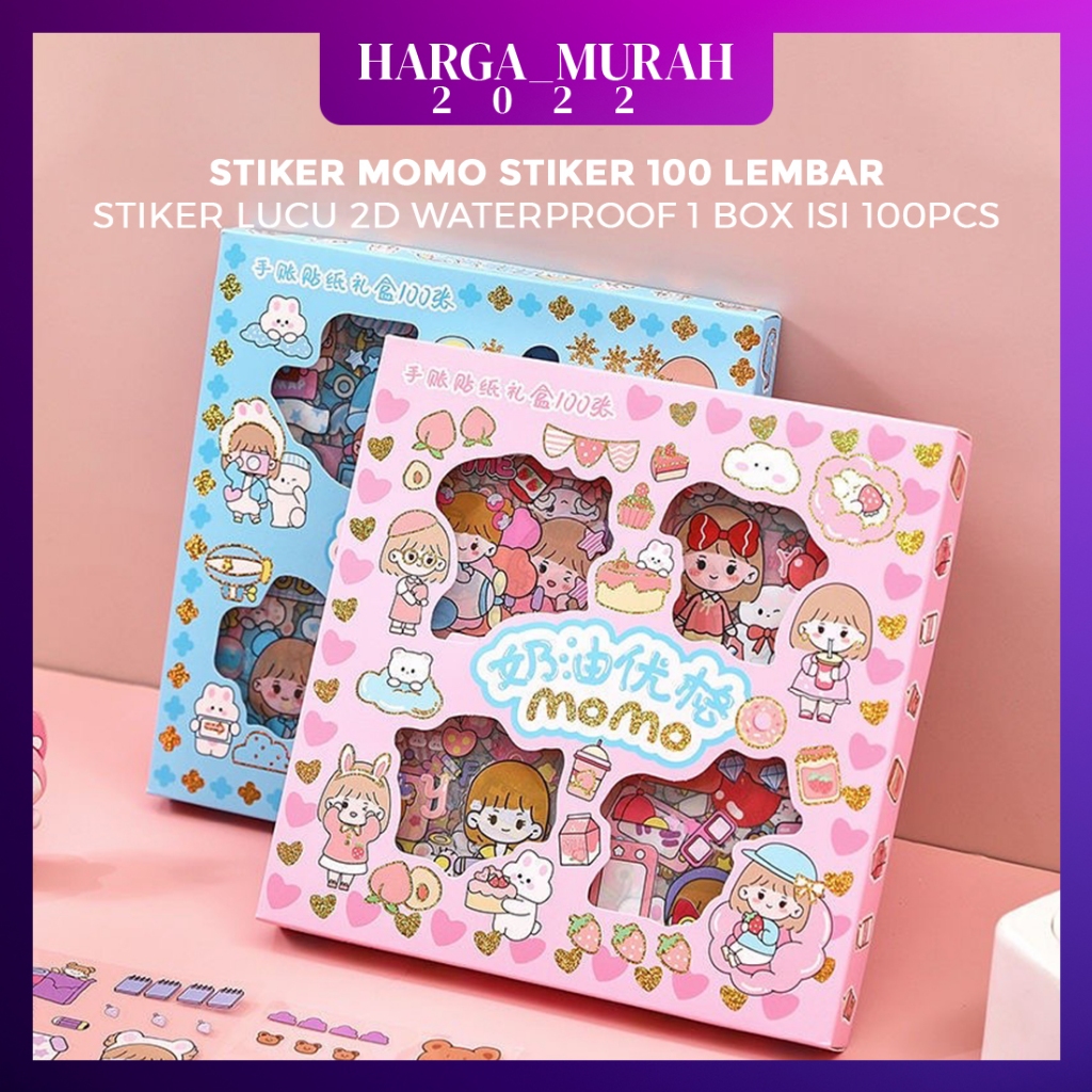 

STIKER MOMO STIKER 100 LEMBAR STIKER LUCU 2D WATERPROOF 1 BOX ISI 100PCS