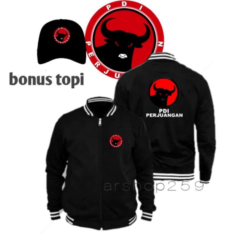 JAKET BASEBALL PDI PERJUANGAN/FREE TOPI/PRIA/WANITA