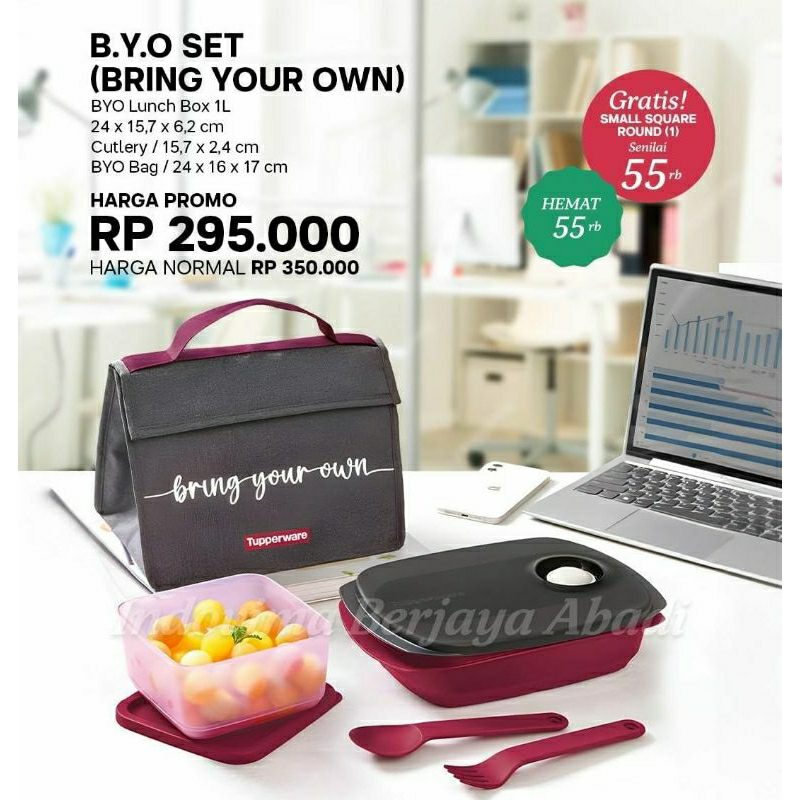 PROMO  Tupperware Byo Lunch set - tempat bekal makan anak / dewasa dengan tas original premium murah