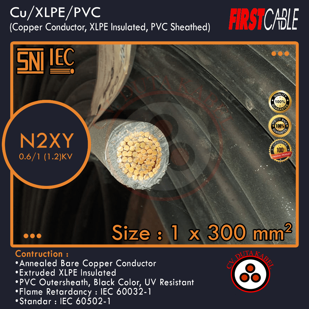 Kabel N2XY 1x300 mm2 (Cu/XLPE/PVC) FIRST CABLE /1x300 mm/1 x 300 mm2/1x300mm2/1 x 300 mm2/1x300mm2