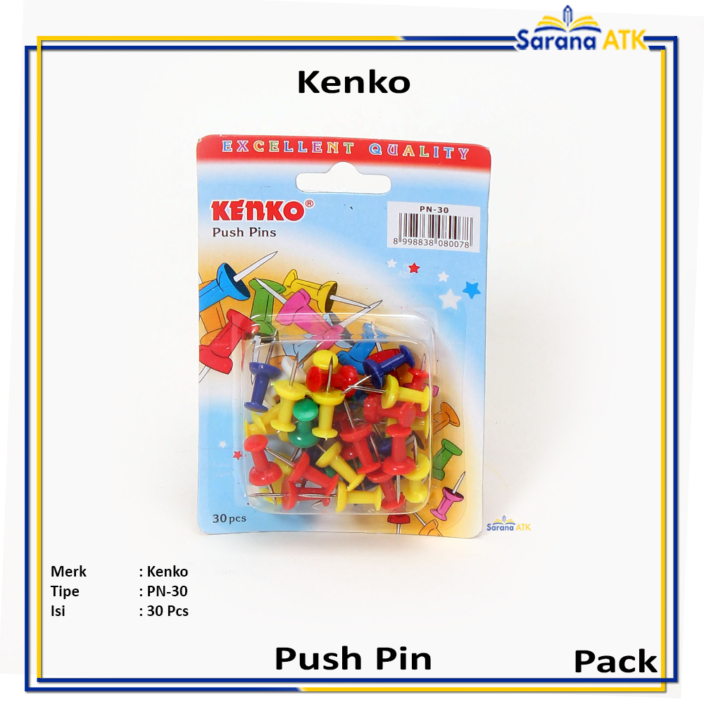 

Kenko – Push Pins Pn-30 Paku Pin Warna – Pack