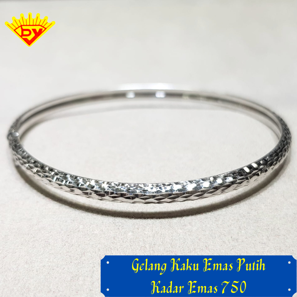 Gelang Kaku Emas Putih 885 Kadar Emas 750