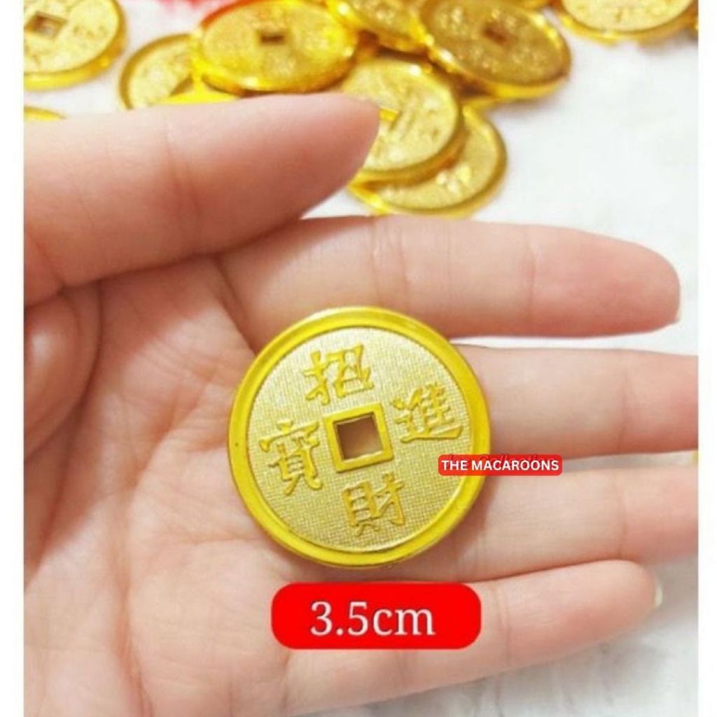 MUL DEKORASI HAMPERS IMLEK KOIN EMAS/ HIASAN IMLEK UANG GOLD SINCIA FU UANG EMAS LOGAM EMAS