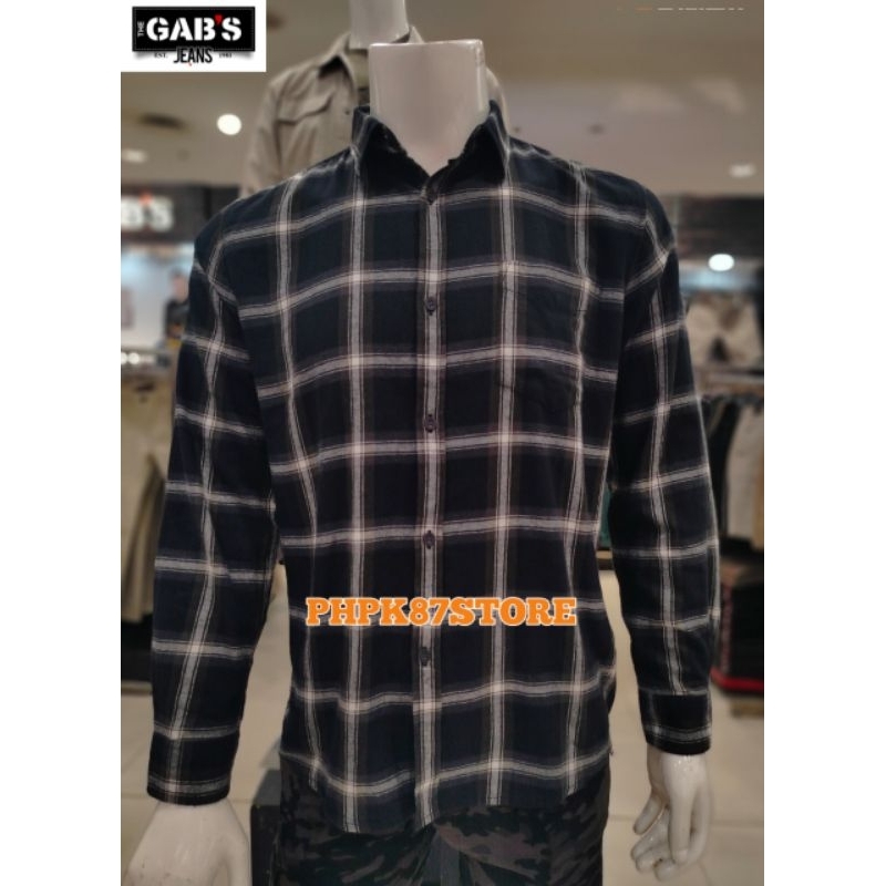 kemeja panjang planel pria original merek gabs jeans