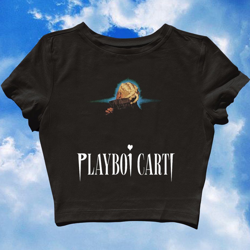 K&TOT | CROP TOP PLAYBOI CARTI RAPPER RAP TEE 2 REWORK | GRUNGE | Y2K | METAL | VINTAGE | AESTHETIC 