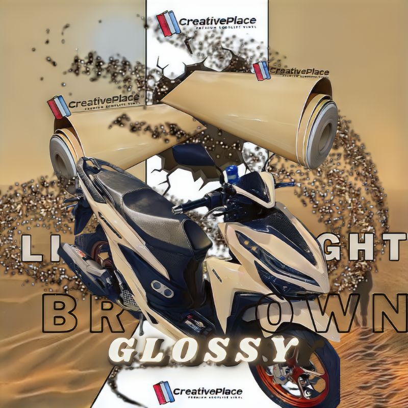 sticker skotlet motor coklat muda glossy premium / scotlite light brown mengkilat / skotlet coklat m