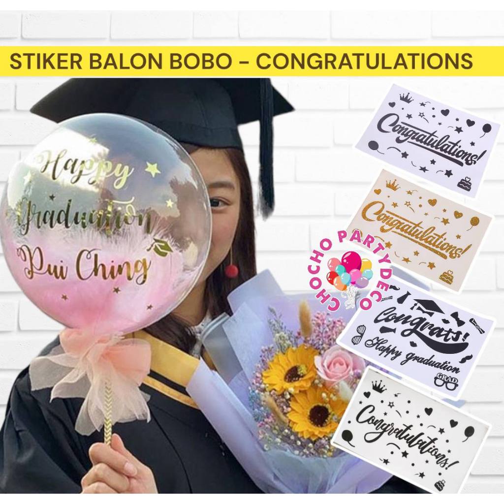 

Stiker Balon CONGRATULATIONS HAPPY GRADUATION / Stiker Balon Bobo Pvc