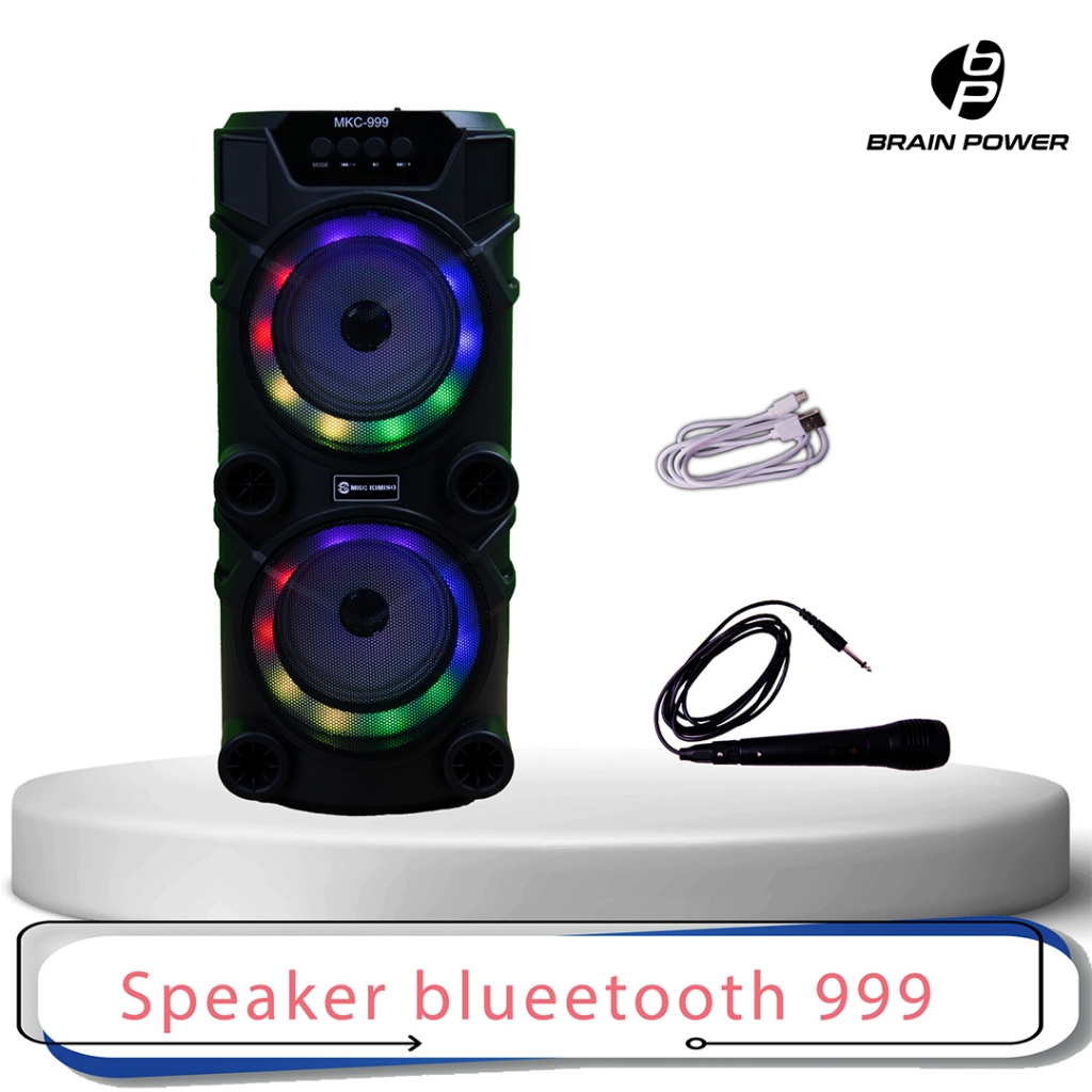 big promo speaker bluetooth qs-999 bonus mic karaoke dual speaker 6,5inchi x2 salon aktif portable