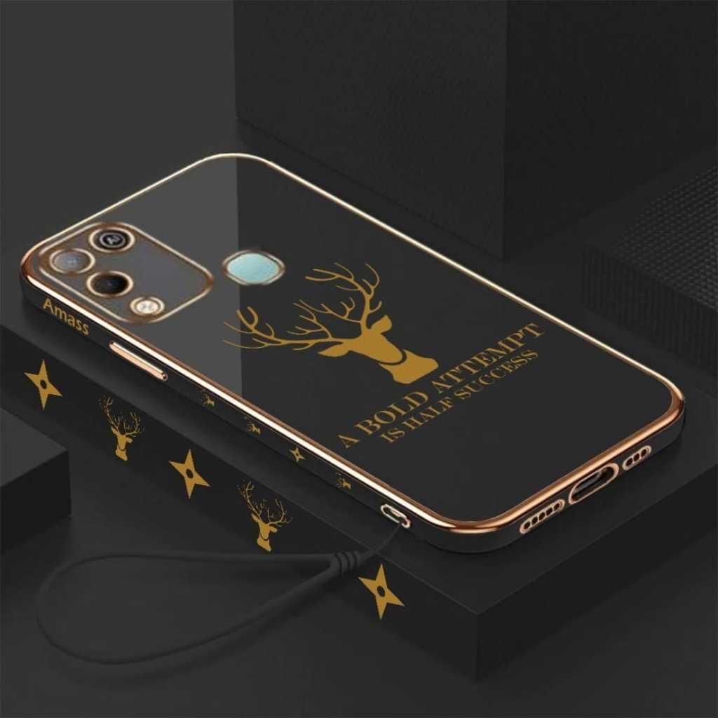 Case Infinix Hot 10s / Hot 10s NFC / Hot 10T Plating Lucky Deer Free Tali