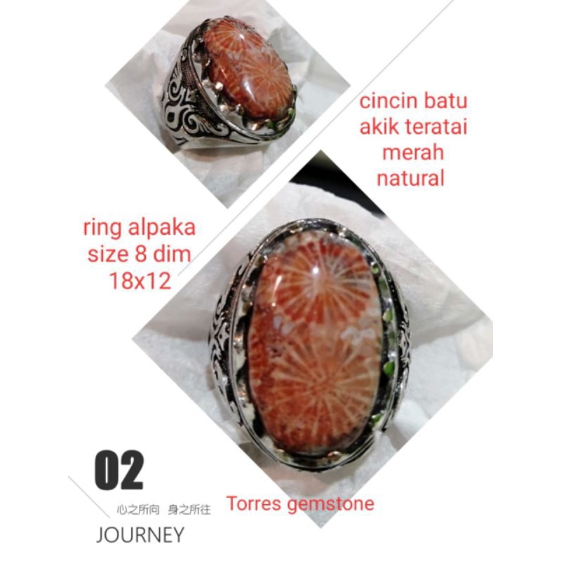 cincin batu akik teratai merah natural