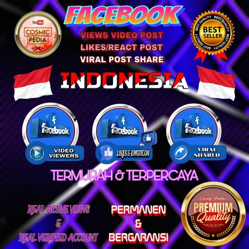[PROMO] Viewers/Likes/Komentar Facebook - Video Post/Postingan - Real Verified Profile INDONESIA - H