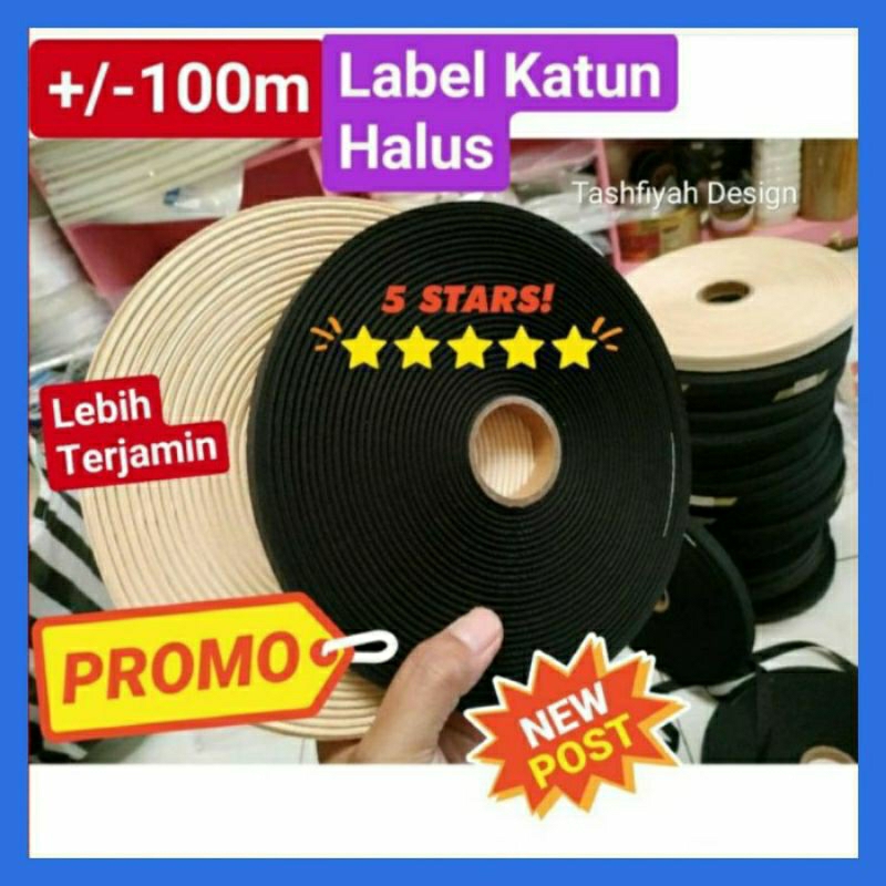 

Pita Label Katun Hitam Polos 1cm 2cm 3cm 100m yard