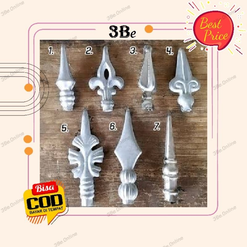 Tumbak plat aksesoris ornamen pagar besi model tombak plat besi