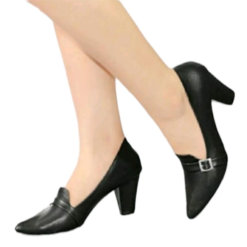 sepatu wanita kerja hak tahu tinggi 7cm heels pantopel..f001