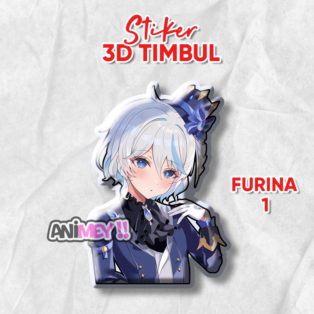 

Stiker Emblem 3D Timbul Furina / Stiker Anime Resin