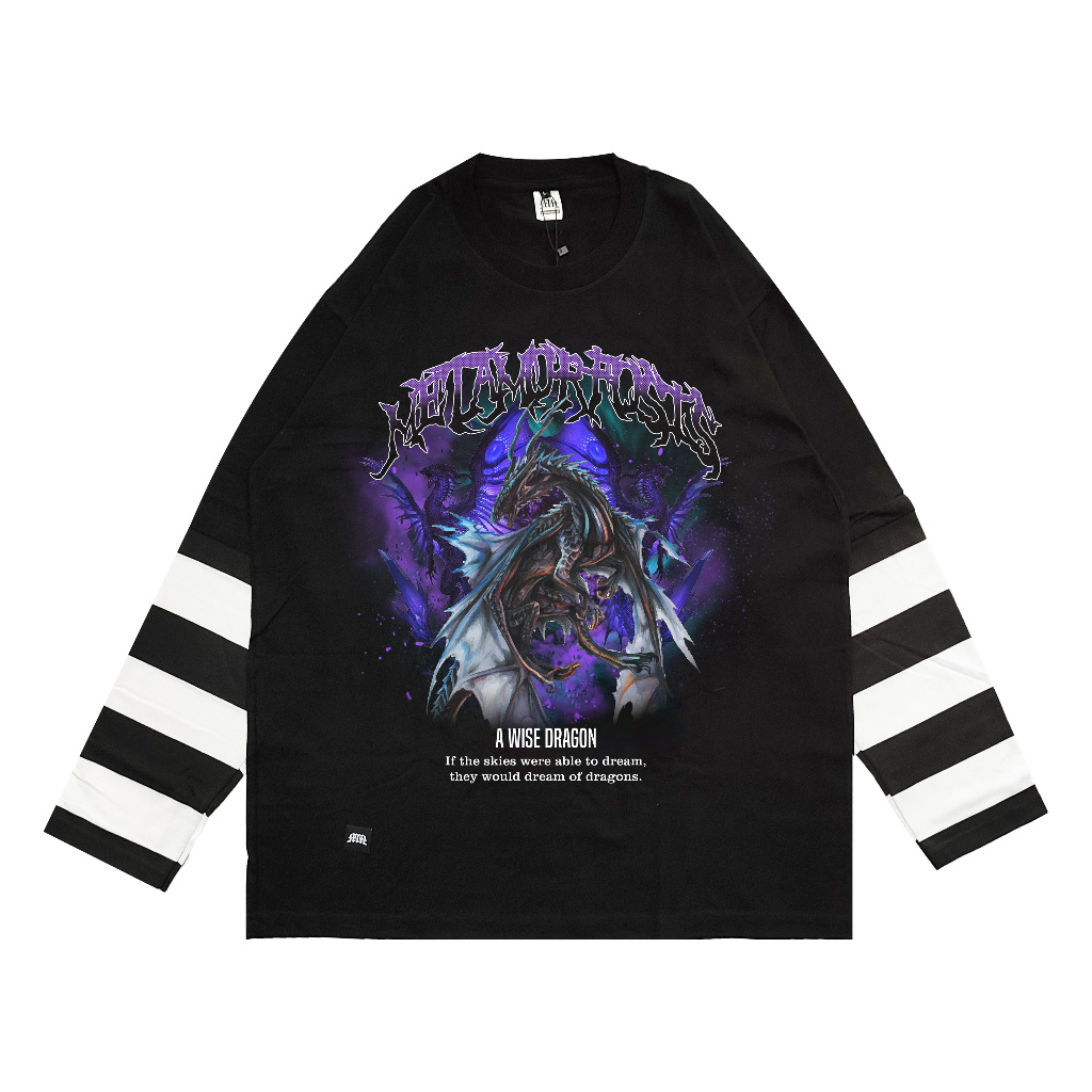 Metamorfosis Clothing - Longsleeve Oversized Tshirt Double Layer Ein Black Cotton Combed 24s / Stree