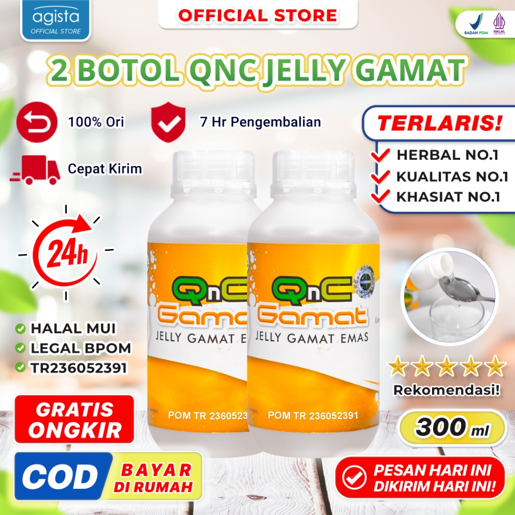 Paket 2 Botol QnC Jelly Gamat Mas Asli Herbal Teripang Emas BPOM Halal