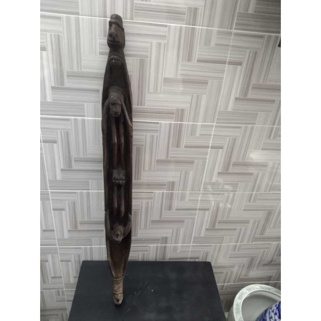 Patung Kayu Perahu Suku Asmat Kuno Jadul Antik