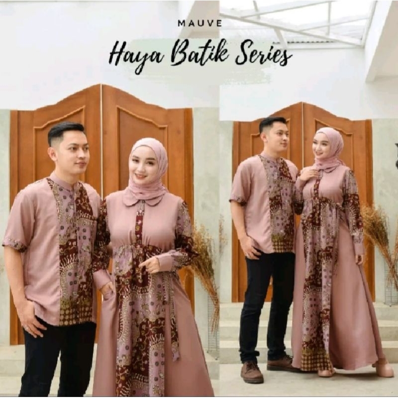 Baju gamis Couple kombinasi batik