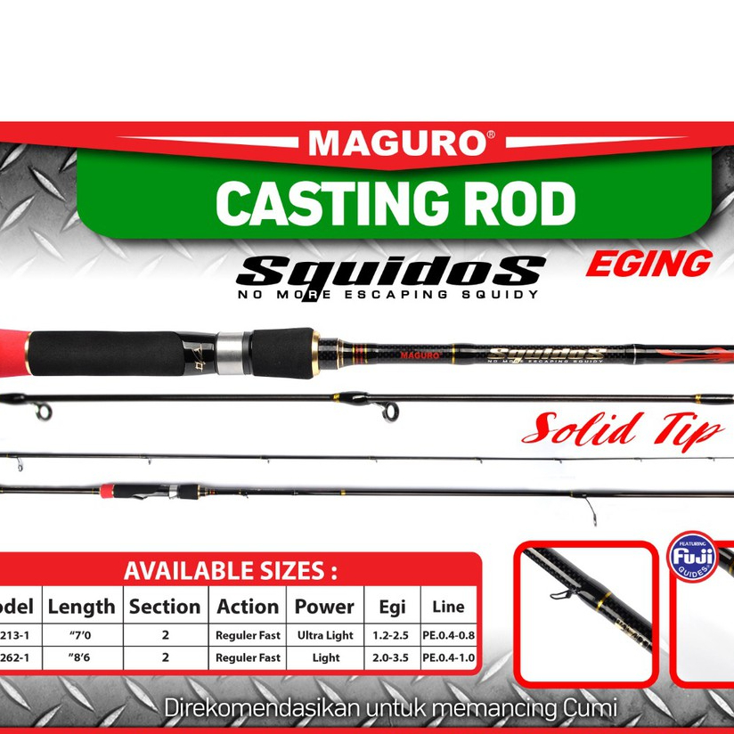 Joran Pancing Spinning Maguro Squidos mancing cumi Indonesia memancing