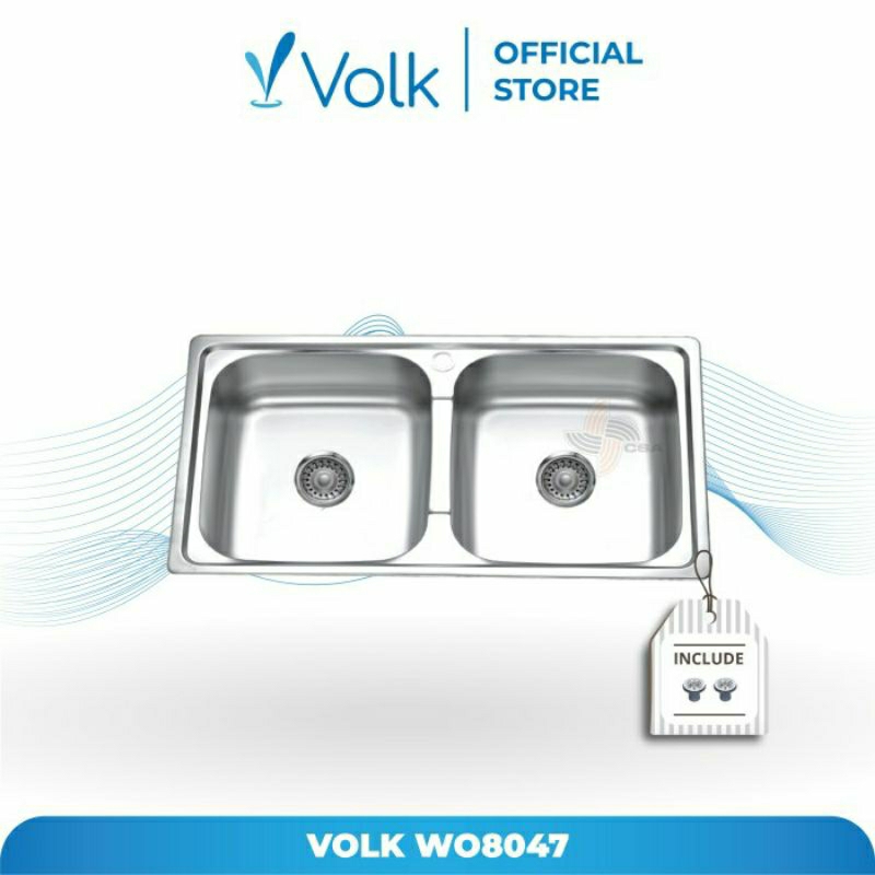 Bak Cuci Piring - 2 Lubang Volk Daisy WO8047 / Kitchen Sink