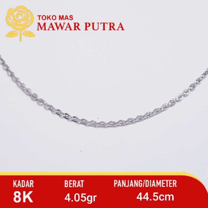 Kalung emas putih rantai Nori fancy 8K
