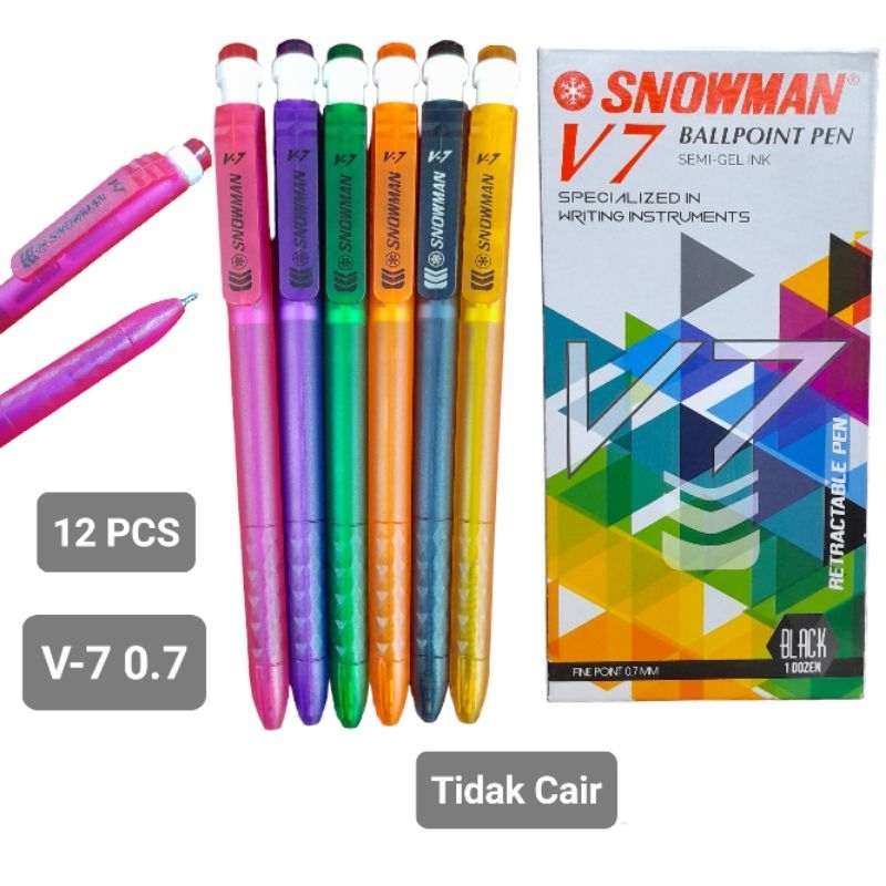

Pulpen Snowman V-7 Isi 12 PCS / Ballpint Snowman V-7 0.7 1 Dos Isi 12