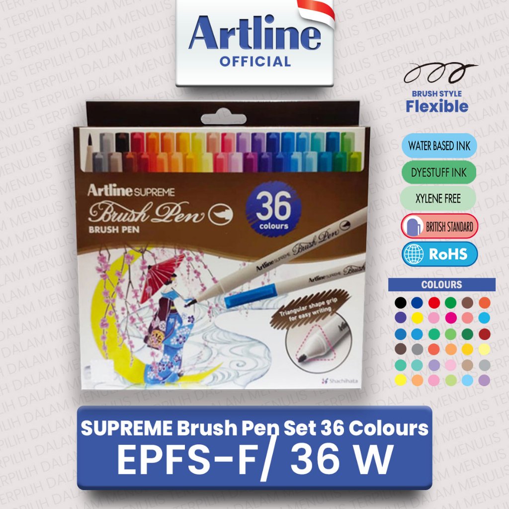 

ARTLINE Spidol Supreme Brush Marker Pen Kuas Gambar Lettering Calligraphy Set 36 Warna EPFS-F/36W