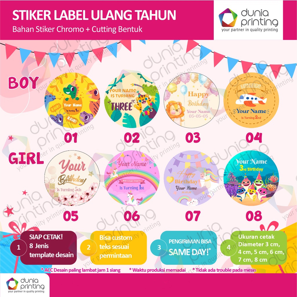 

Sticker Ulang Tahun Anak ukuran 3cm-4cm-5cm-6cm-7cm-8cm - Edisi 2