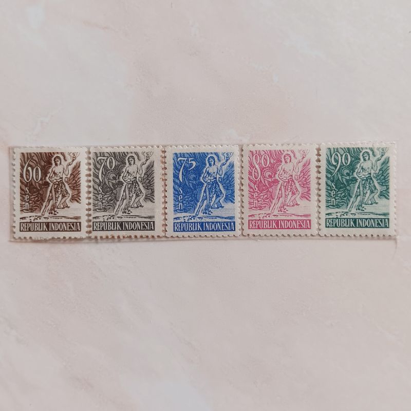 

(AB) Perangko Indonesia 1953 Ksatria Set Lengkap 5pcs Mint