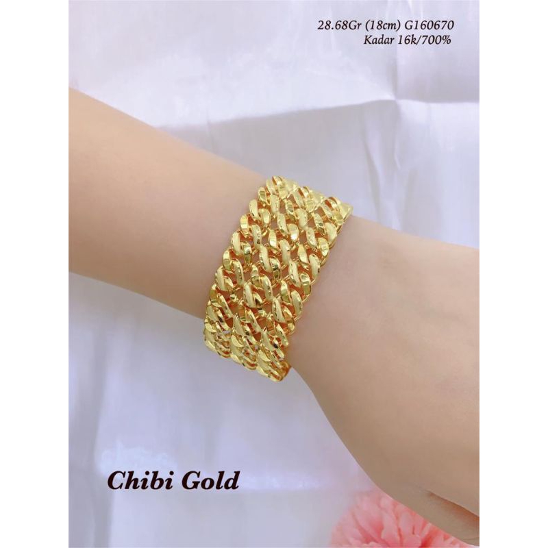 Gelang tangan 8 gelang tangan S gelang tangan yellow emas 700 kadar 16k Chibi gold