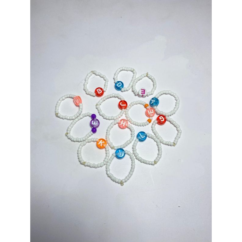 cincin manik huruf inisial mutiara putih | beads ring