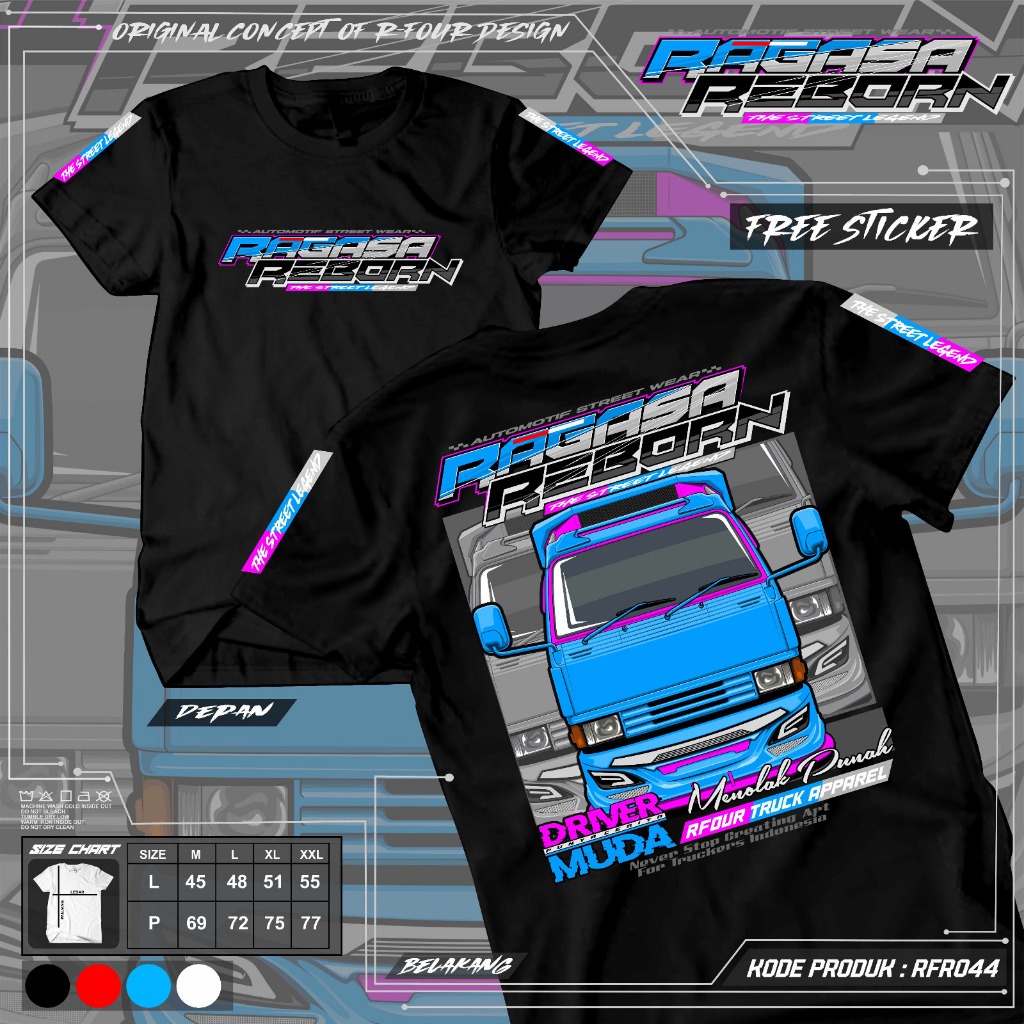 Baju Driver Muda Kaos Truk Ragasa Mania RFR044 Lengan Pendek Crew Neck Oblong Unisex