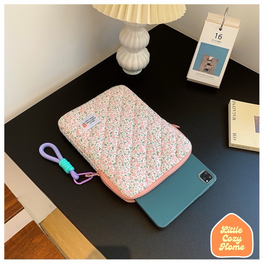 Hanami Floral Pastel Tablet 11 13 15 16 Inch Tas Laptop iPad Sleeve / Handstrap Tas Kantong Pelindung Sarung Cover HP Tablet 10.9 12 13.3 14 16 Sarung Pouch Cover Komputer Leptop Multifungsi / Macbook Air 13in Kulit Leather Case Sleeve Mac Book