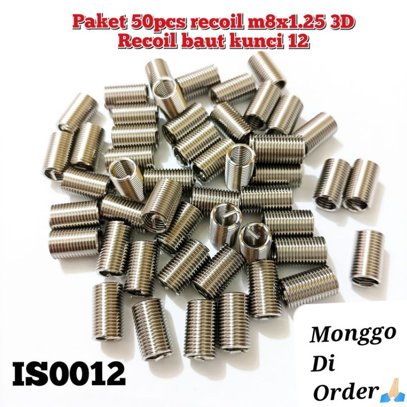 Paket 50pcs recoil m8x1.25 3D recoil baut kunci 12 recoil baut 12 recoil drat 12