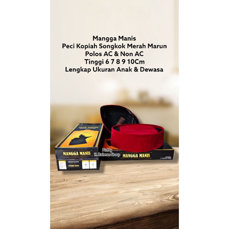 songkok nasional semi tanpa kertas warna maroon original merk mangga manis