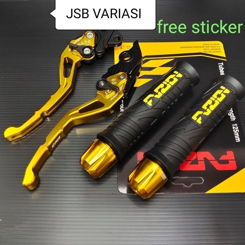 ( 3in1 ) Handgrip Fuzion + Jalu Stang Cnc + Handle Stelan Cnc  Mio Vario Beat RX King Vixion Nmax Ae