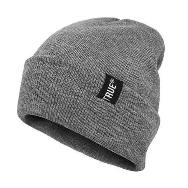 Topi Kupluk True Rajut Woll Tebal Beanie Hat Pria Dewasa Kekinian (COD)