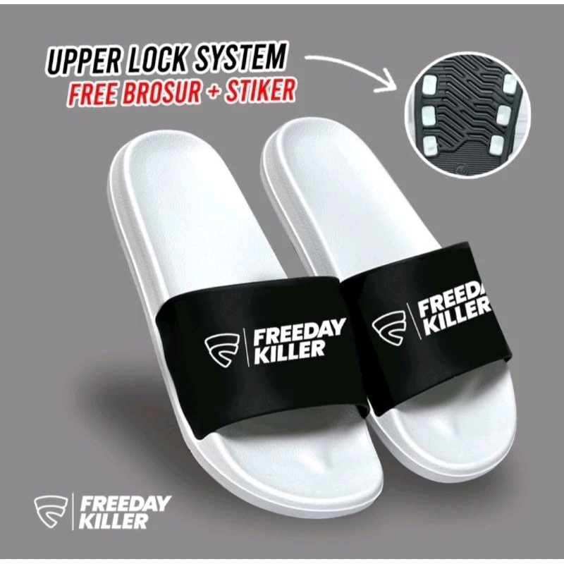 Sandal Freeday Killer Sandal Slop Pria Wanita Unisex Slip Hitam Motif Slide Terbaru